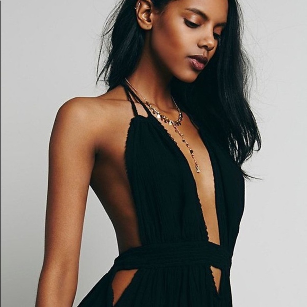 Free People Look Into the Sun Maxi Dress Black XS
